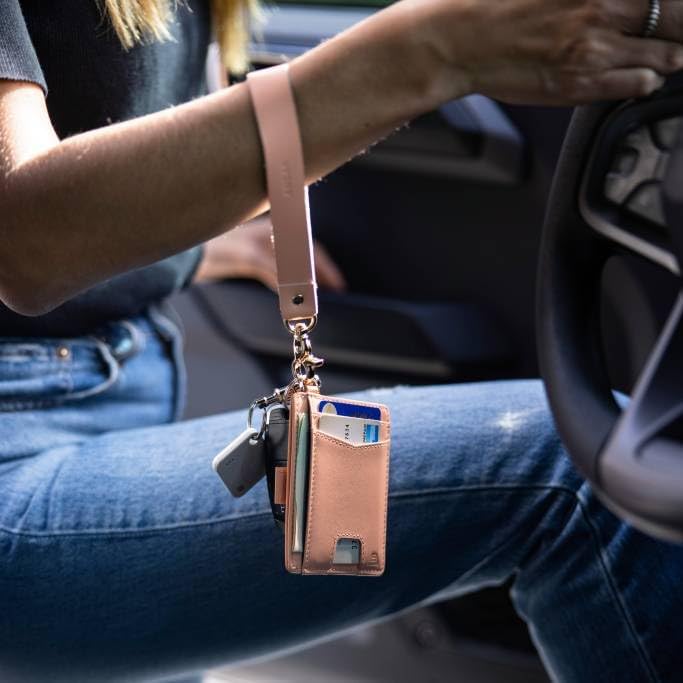 Andar The Denner Beautiful Premium Slim Card Holder RFID Blocking Card Holder Wrislet Wallet for Women (Peach) - Image 1